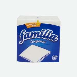 Салфетки бумажные Familia 24х23 см, 1 слой, 100 шт, шт