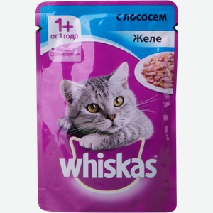 Корм для кошек Whiskas влажный с лососем в желе, 85 г