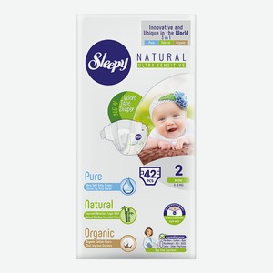 Подгузники Sleepy Natural Organic Baby Diaper Mini 3-6 кг, размер 2, 42 шт