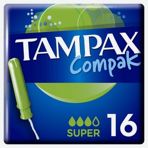Тампоны с аппликатором Tampax Compak Super, 16 шт, шт