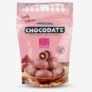 Финики Chocodate с миндалем в рубиновом шоколаде, 100 г