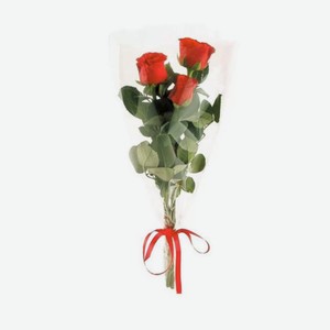 Роза в целлофане, 70 см, 3 шт, шт