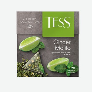 Чай Tess Ginger Mojito зеленый с ароматом мяты и лайма, в пирамидках, 20x1,8 г