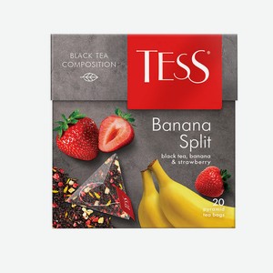 Чай Tess Banana Split черный с клубникой и ароматом банана, 20х1,8 г