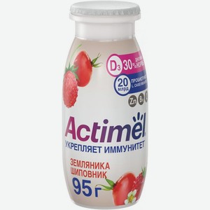 Продукт кисломолочный Actimel земляника-шиповник с цинком 1.5% 95г