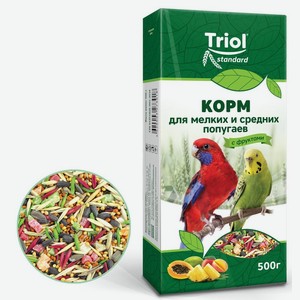 Корм для мелких и средних попугаев  Triol  с фруктами, 500 г.