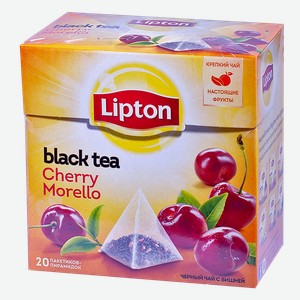 Чай черный Lipton Cherry Morello байховый с кусочками вишни, 20х1,7 г