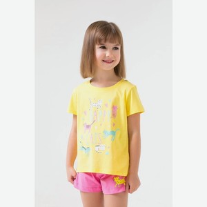 Пижама для девочки (фуфайка+шорты) CROCKID р.122 цв.желтый, розовый арт.к 1557