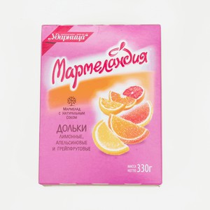 Мармелад Ударница Мармеландия Дольки лимонные, апельсиновые и грейпфрутовые, 330 г