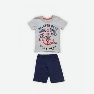 Комплект из фуфайки (футболки) и шорты для мальчика р.122 цв.серый/синий арт.BLTKMM3007-3-7