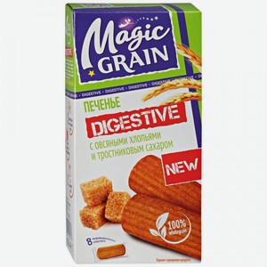 Печенье Magic Grain Digestive с овсяными хлопьями и тростниковым сахаром, 240 г