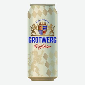 Пиво Grotwerg Weissbier светлое пшеничное нефильтрованное 4.9% 0.5 л, металлическая банка