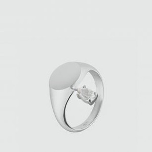 Кольцо серебряное MOONKA Печатка С Белым Топазом 14 размер