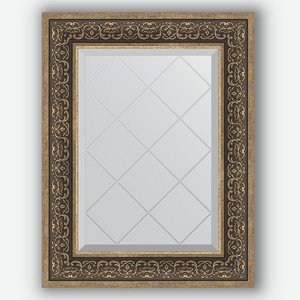 Зеркало с гравировкой в багетной раме Evoform вензель серебряный 101 мм 59x76 см