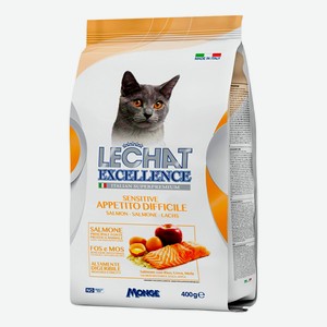 Сухой корм для кошек Lechat Excellence Sensitive для чувствительного пищеварения лосось-рис-яйца-яблоки сухие 400 г