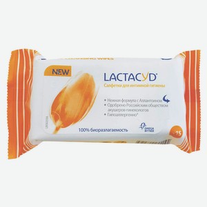 Влажные салфетки для интимной гигиены Lactacyd с аллатоином, 15 шт