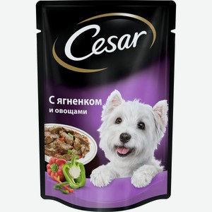 Корм для взрослых собак Cesar всех пород с ягненком и овощами, 24шт по 100г