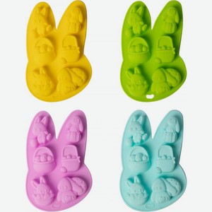 Силиконовая форма для 6 кексов Пасхальные кролики