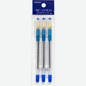Шариковая ручка Рельеф-Центр MunHwa MC Gold 0.5мм 3шт синяя