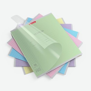 Тетрадь школьная ученическая с пластиковой обложкой на скобе ErichKrause Классика CoverPrо ассорти, А5+, 18 листов, клет