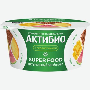 БЗМЖ Биойогурт Актибио Superfood перс/манго/гуава/чиа/амар/лен 2,2% 140г