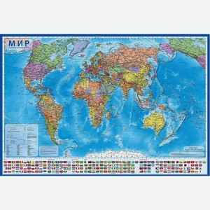 Карта Мира Политическая 1:32М 101х70 на рейках (с ламинацией) интерактивная КН080