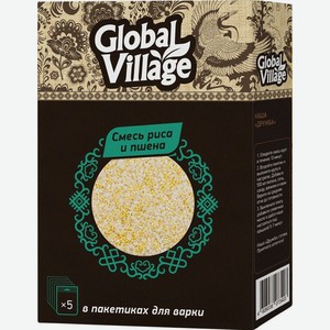 Смесь Global Village рис круглозерный и пшено шлифованное в пакетиках для варки 5х80г