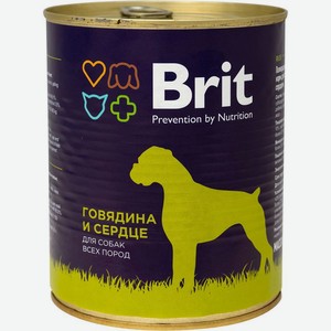 Корм консервированный для собак BRIT Говядина и сердце