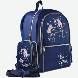 Рюкзак 40х33х14 см + съёмный карман-сумка ЕДИНОРОГ 2 отделения 54123