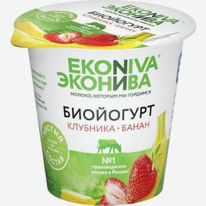 Биойогурт ЭкоНива с клубникой и бананом 2.8%