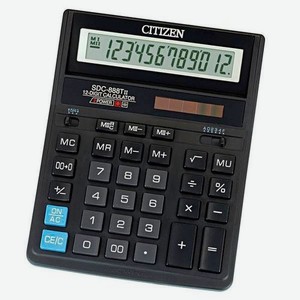 Калькулятор Citizen SDC 888TII, 12-разрядный, черный