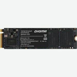 SSD накопитель Digma Mega M2 DGSM3002TM23T 2ТБ, M.2 2280, PCI-E 3.0 x4, NVMe, M.2, rtl