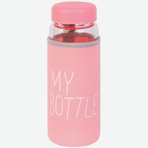 Бутылка для воды пласт.  Просто бутылка  (в чехле) розовый УД-2711