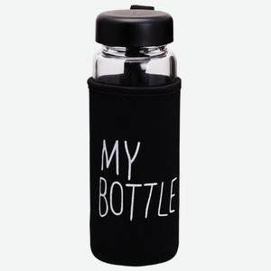 Бутылка для воды пласт.  Просто бутылка  (в чехле) черный УД-2710