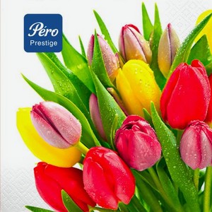 Салфетки бумажные Pero Prestige 33х33см Весенние цветы 3сл 20шт