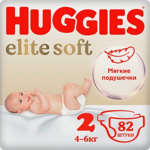 Подгузники Huggies Elite Soft 2 4-6кг 82шт
