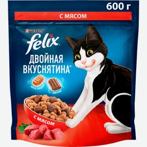 Сухой корм для кошек Felix Двойная вкуснятина с мясом 600г