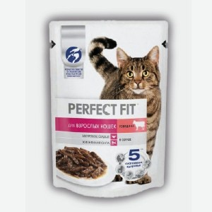 Корм  Перфект Фит , говядина для взрослых кошек, говядина для стерилизованных кошек, 75 г