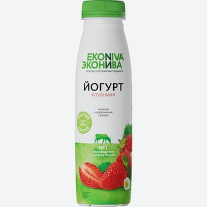 Йогурт питьевой Эконива Fitness Line Клубника-ревень-семена льна 2,5%