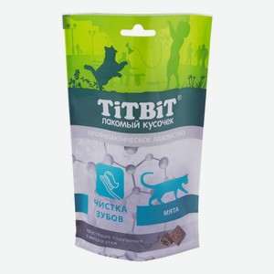 Лакомство TiTBiT Хрустящие подушечки с мясом утки для чистки зубов для кошек 60 г
