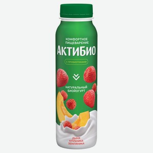 Йогурт питьевой «АктиБио» с дыней, клубникой и земляникой 1,5% БЗМЖ 260 г