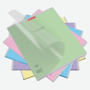 Тетрадь общая ученическая с пластиковой обложкой на скобе ErichKrause Классика CoverPrо ассорти, А5+, 48 листов, линейка