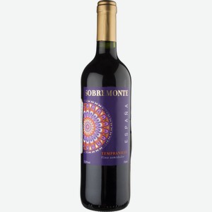 Вино Sobremonte Tempranillo красное полусладкое 12 % алк., Испания, 0,75 л