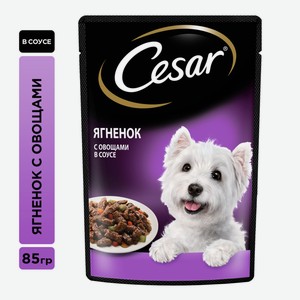 Корм влажный Cesar соус для собак ягненок с овощами, 85г Россия