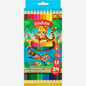 Цветные карандаши двухцветные Creativiki Фарм 24 цвета