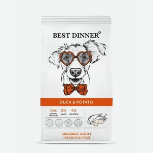 Корм сухой BEST DINNER Sensible Adult Medium&Maxi Duck&Potato утка/картоф.для соб.ср/кр.пор.3кг