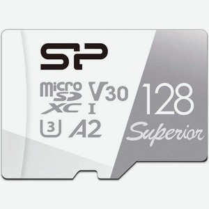 Карта памяти microsdxc UHS-I U3 Silicon Power Superior 128 ГБ, 100 МБ/с, Class 10, SP128GBSTXDA2V20SP, 1 шт., переходник SD