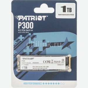 SSD накопитель Patriot P300 P300P1TBM28 1ТБ, M.2 2280, PCI-E 3.0 x4, NVMe
