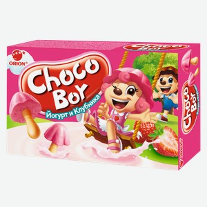 Печенье Чоко бой клубника йогурт Орион кор, 40 г