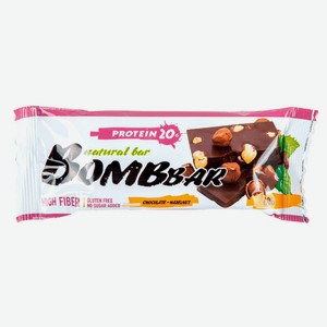 Батончик Bombbar неглазированный шоколад- фундук 60г